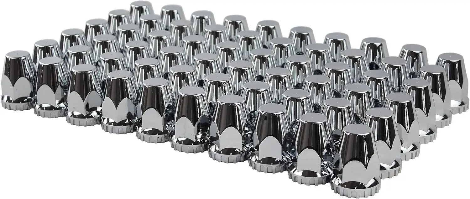 

60PCS 33mm Lug Nut ABS Chrome Plastic Thread-on Spiked Lug Nut Covers for Semi Trucks fit Hub Piloted Wheels Trailers