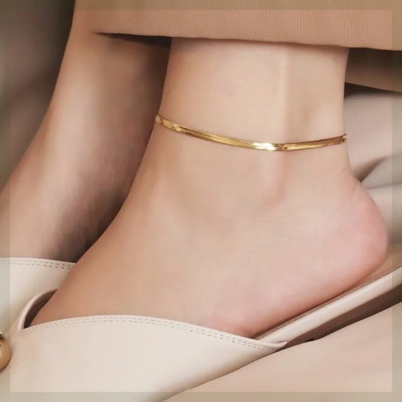 

Minimalist Summer Beach Snake Chain Anklet for Women Fashion Simple Gold Color on the Leg Ankle Bracelet Daily Vacation Jewelry