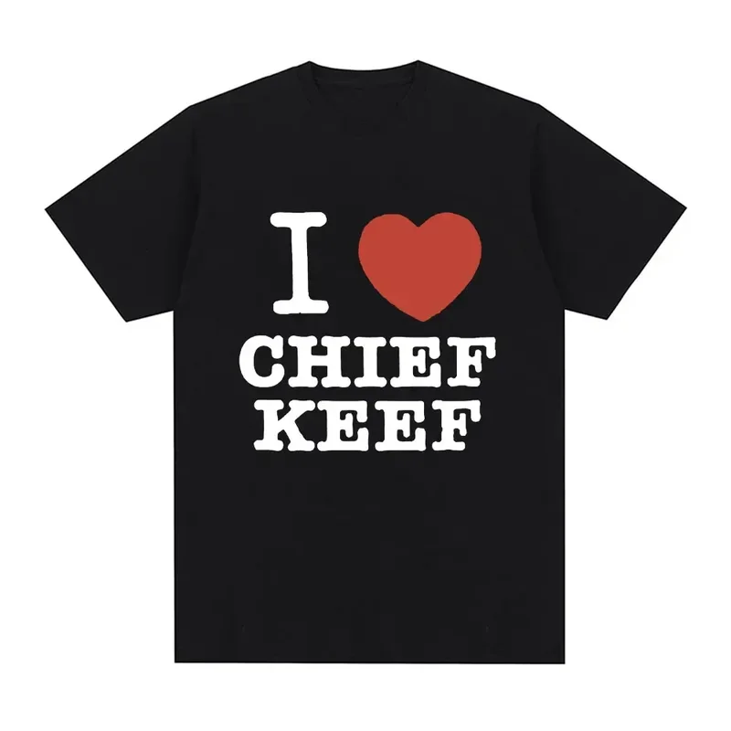 

Футболка I love Chief Keef Мужская, модная повседневная тенниска с коротким рукавом, винтажная Готическая хлопковая майка оверсайз, уличная одежда в стиле хип-хоп