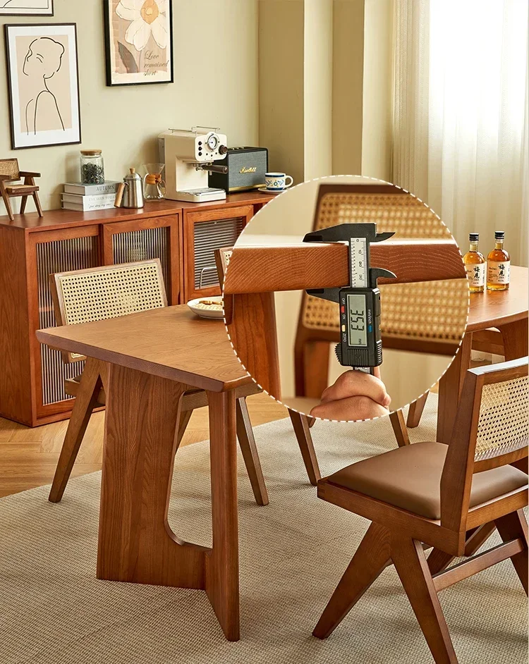 X188Серед-Древний обеденный стол из цельного дерева, прямоугольный обеденный стол и комбинация стульев из ясеня для гостиной