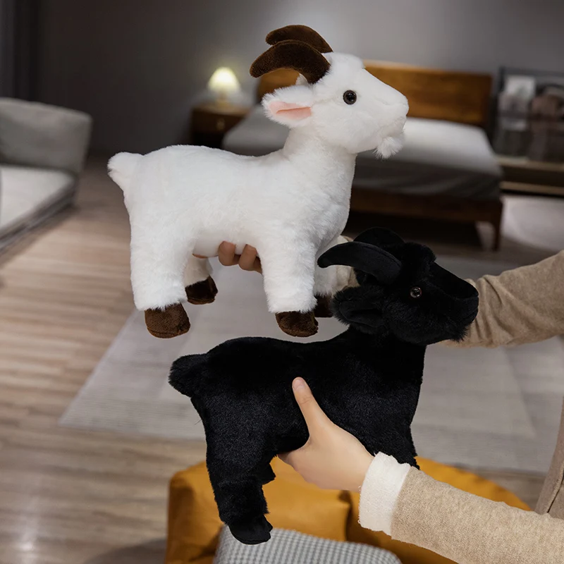 30/40CM Simulation Goat Plush Toys Real Life White & Black Goat Dolls Stuffed Soft Animal Toy Creative Gifts for Friend