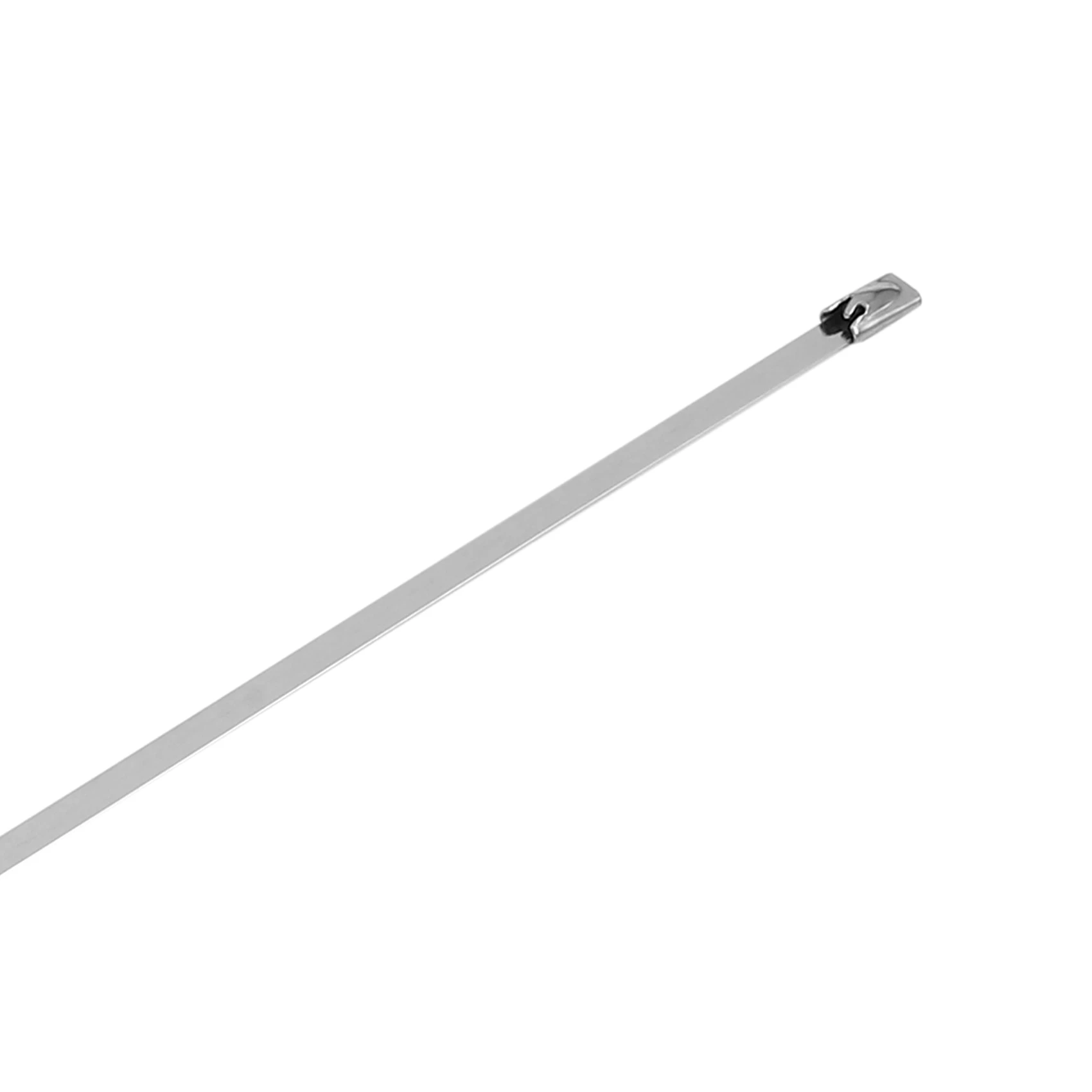 AT05-100Pcs 17.7 Inch Stainless Steel Locking Cable Ties For Exhaust Pipe Header Wrap Tape Silver