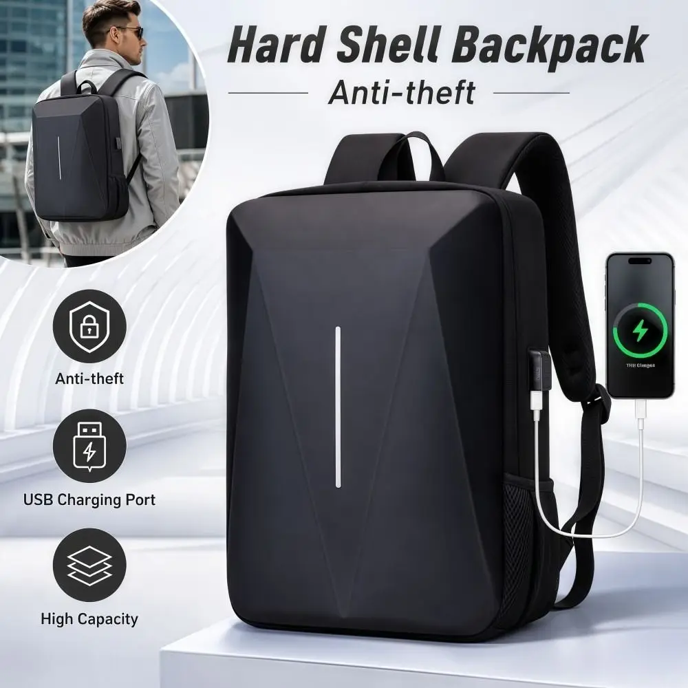 

Anti-theft Hard Shell Backpack High Capacity Multipurpose Casual EVA Backpack Waterproof USB Charging Port Business Computer Bag