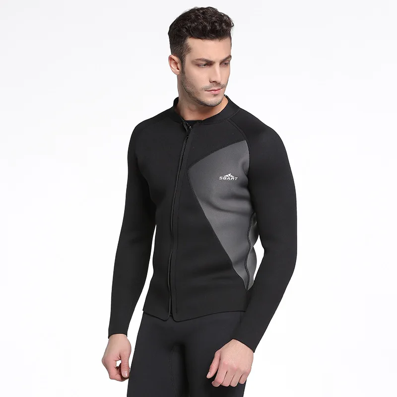 Wetsuit Top 3mm Wetsuit Jacket Men Front Zip Long Sleeve Diving Suit for Swimming Surfing Snorkeling Kayaking Scuba Diving