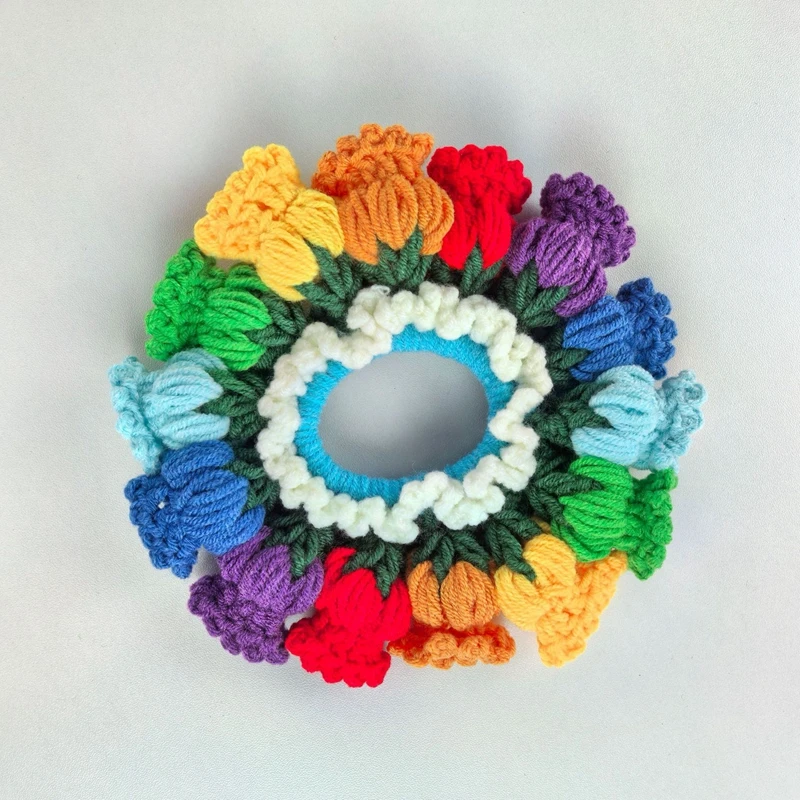 Handmade Exaggerated Woven Wool Big Flower-Shaped Intestine Hairband for Women Girl Retro Hair Ring NEW INS Headwear