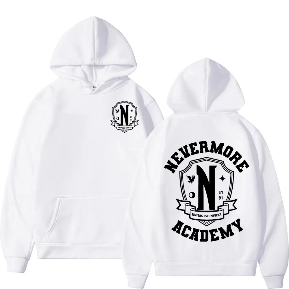 Sudadera con capucha con estampado de Nevermore Academy para hombre y mujer, suéter informal Vintage con capucha, moda urbana de gran tamaño