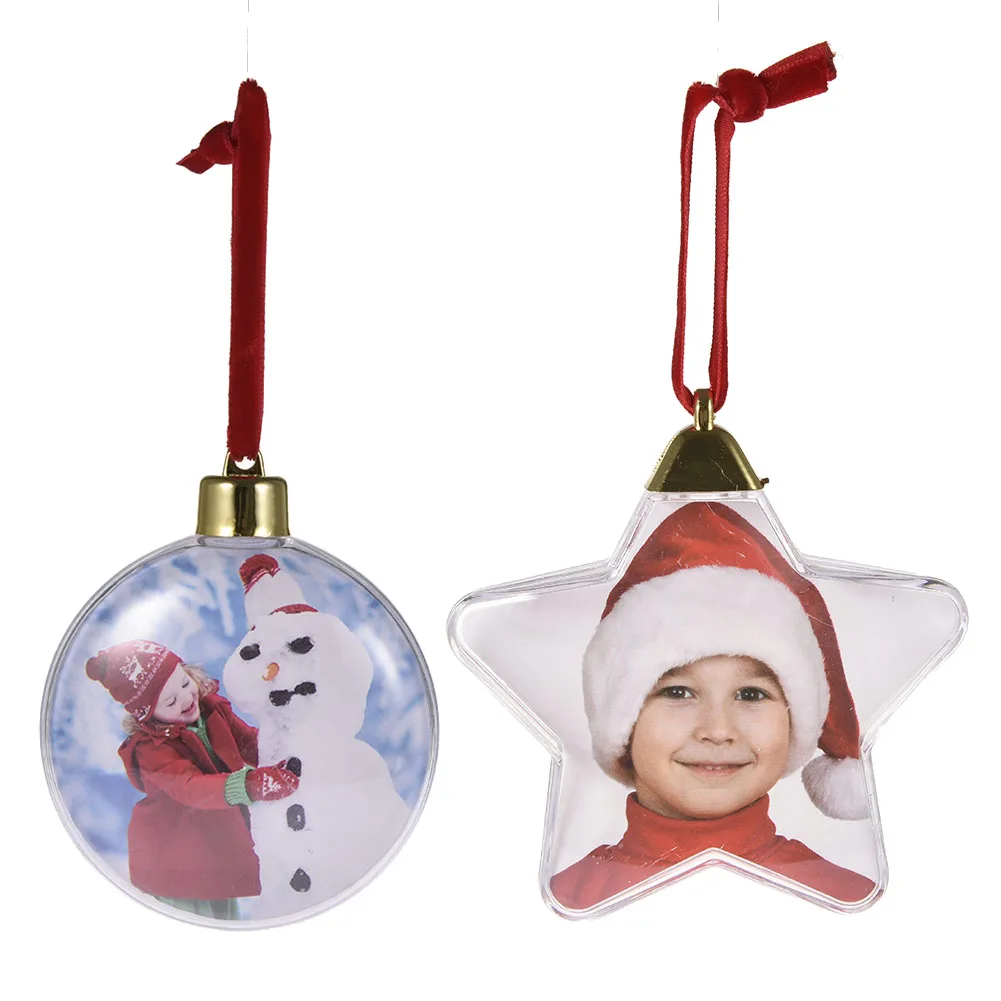 Christmas Transparent Plastic Photo Five-star Ball Christmas Decorations Tree Hanging Decor For Diy Party Kids Gifts