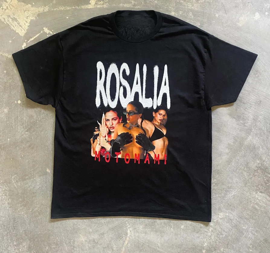 Vtg Rosalia Singer Motomami Heavy Cotton Black Full Size T Shirt BL042