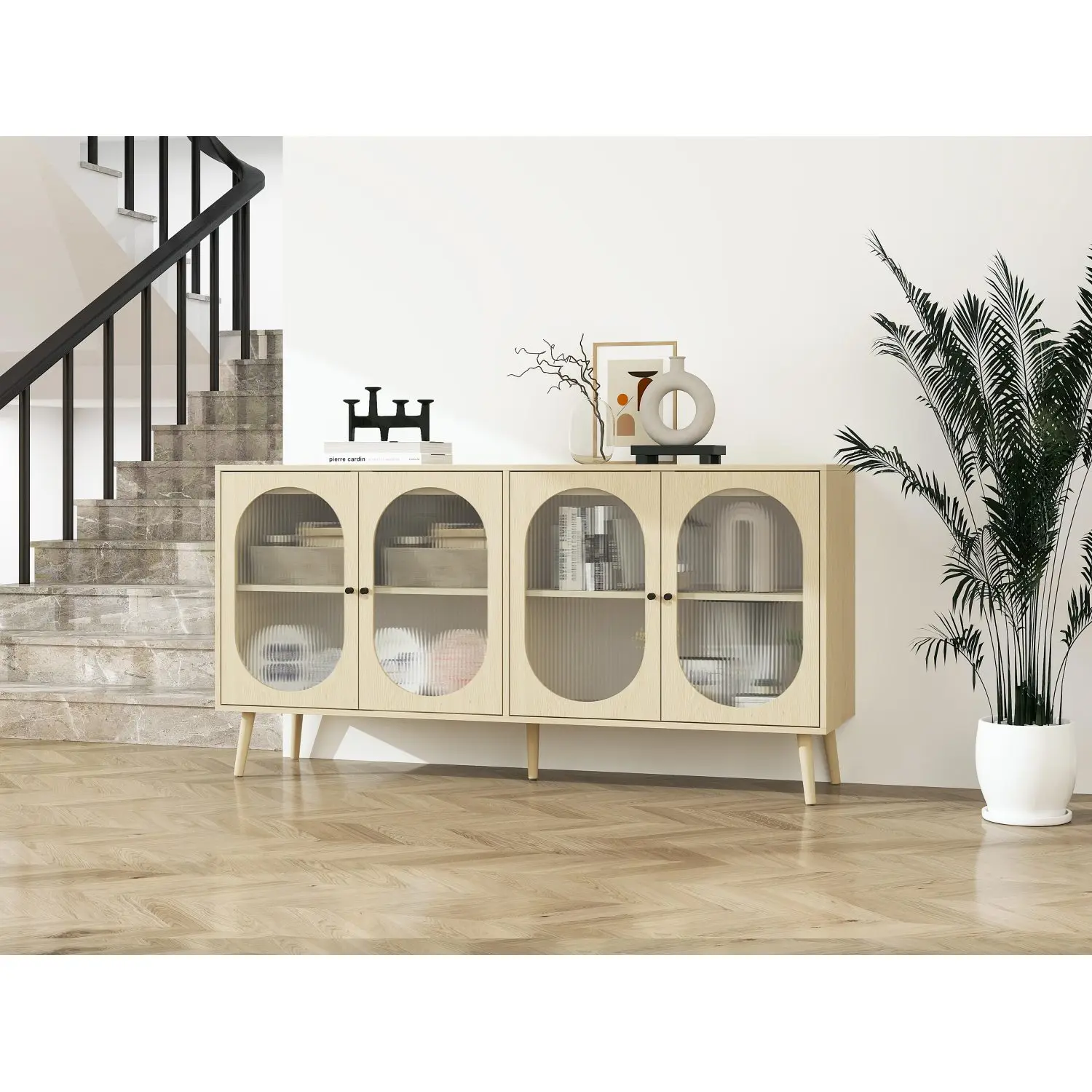 

4-Door Sideboard Storage Cabinet for Living Room, Entryway, Kitchen