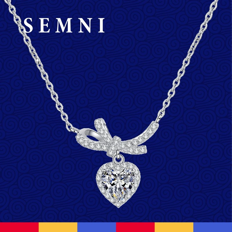 

Цепочка женская из серебра 925 пробы с кулоном в виде цветного муассанита, 1 карат