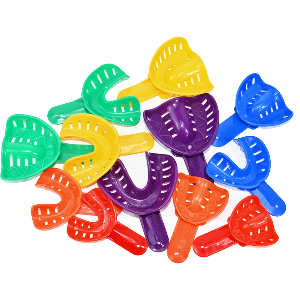 Juego de bandejas de impresión Dental de colores para adultos y niños, Kit de soporte de dientes de plástico para el cuidado bucal, herramientas de