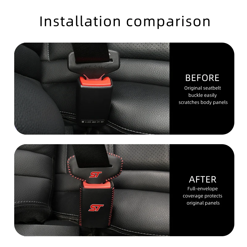 Anti Scratch Car Seat Belt Clip Protector Seatbelt Buckle Lock Cover For Ford ST Racing Performance Focus Mk2 Mk3 Fiesta Ranger