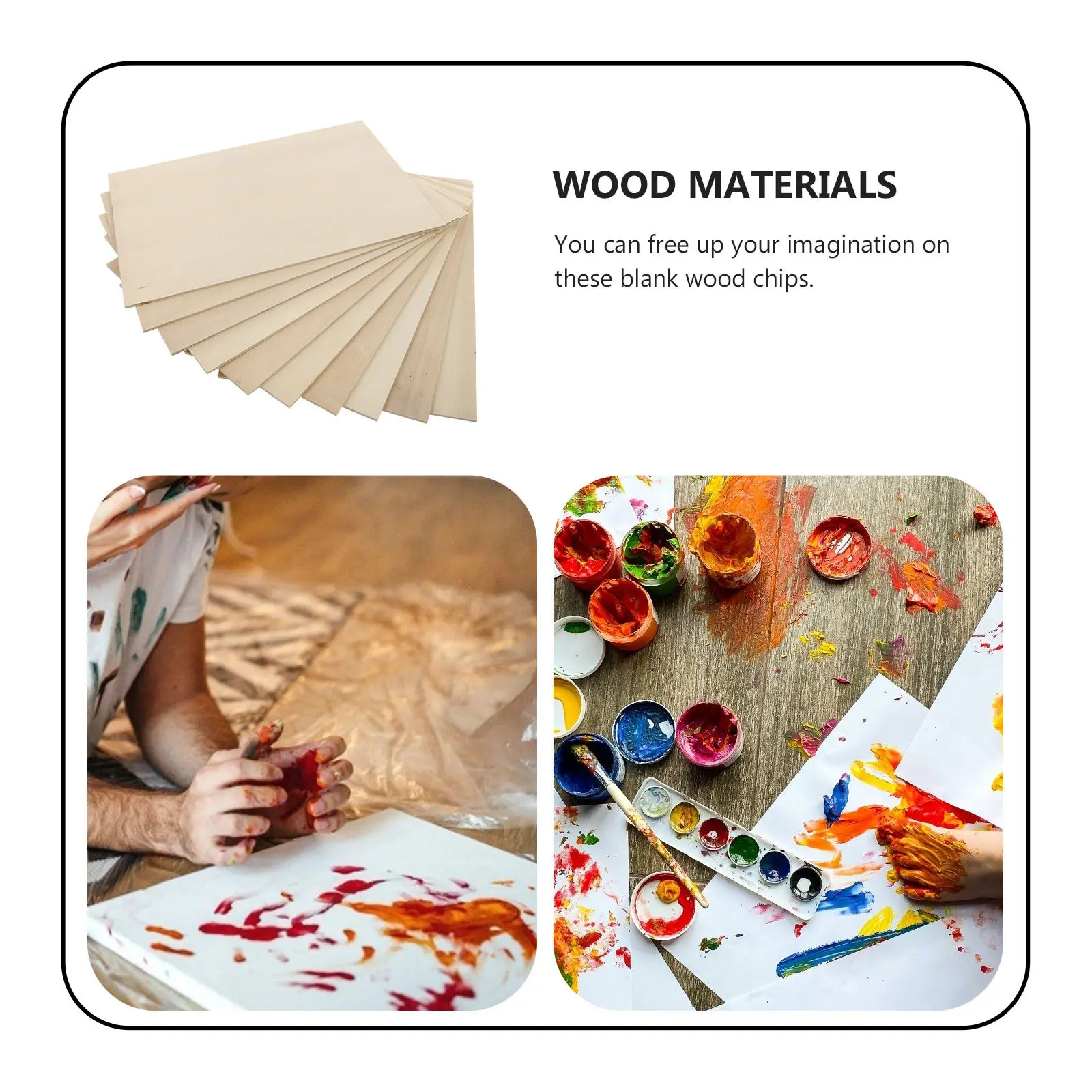 10Pcs Basswood Layer Board Blank Wood Craft Pieces Unfinished Wooden Squares Cutout DIY Basswood Plywood for Painting Pyrography