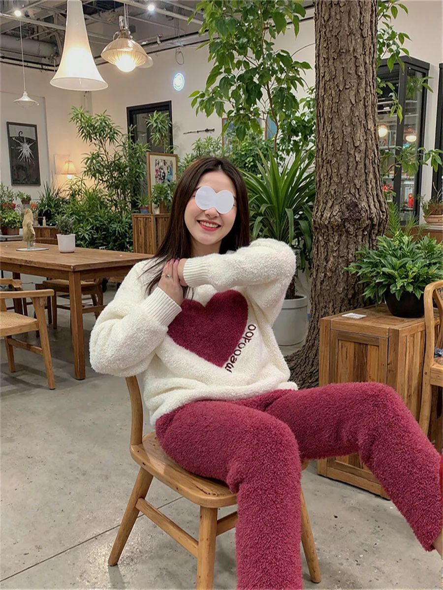 طقم بيجامة برقبة دائرية وأزرار للنساء مصنوع من مادة القطن لربيع الخريف وأكمام طويلة ملابس نوم بدلة داخلية مريحة وعصرية وحديثة #4