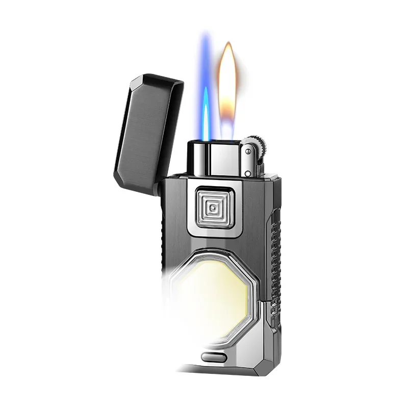 COB Lighting Dual Flame Conversion Gas Lighter, Metal Body, Personalized Creativity, Cool Gift for Men