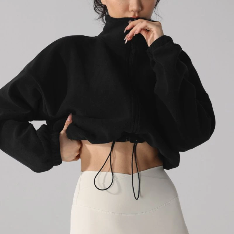 

Новая весенне-осенняя женская флисовая куртка для фитнеса, теплая одежда, спортивная кофта с высокой талией, повседневная одежда для йоги, облегающая женская толстовка на молнии.