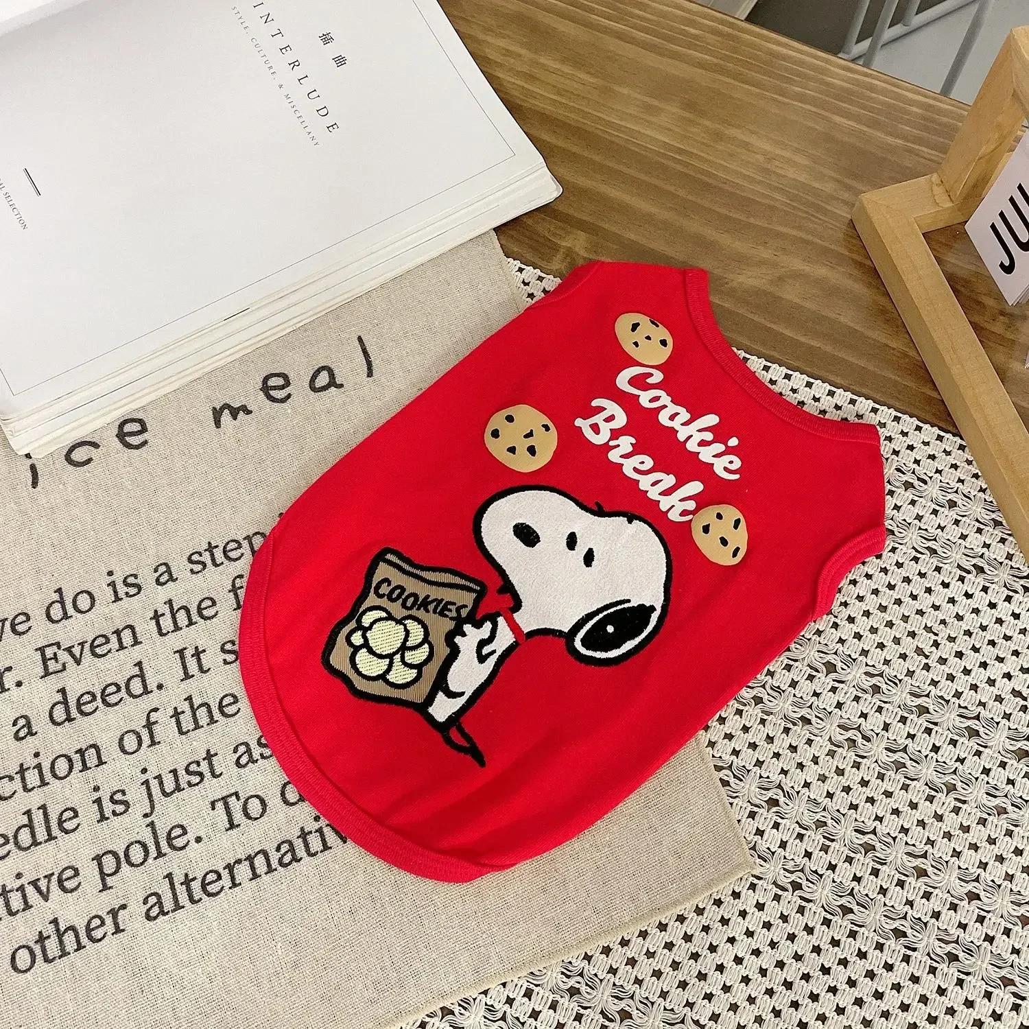 Snoopy ropa para mascotas chaleco verano perro camiseta manga corta ropa para perros chaleco para mascotas galleta cachorro