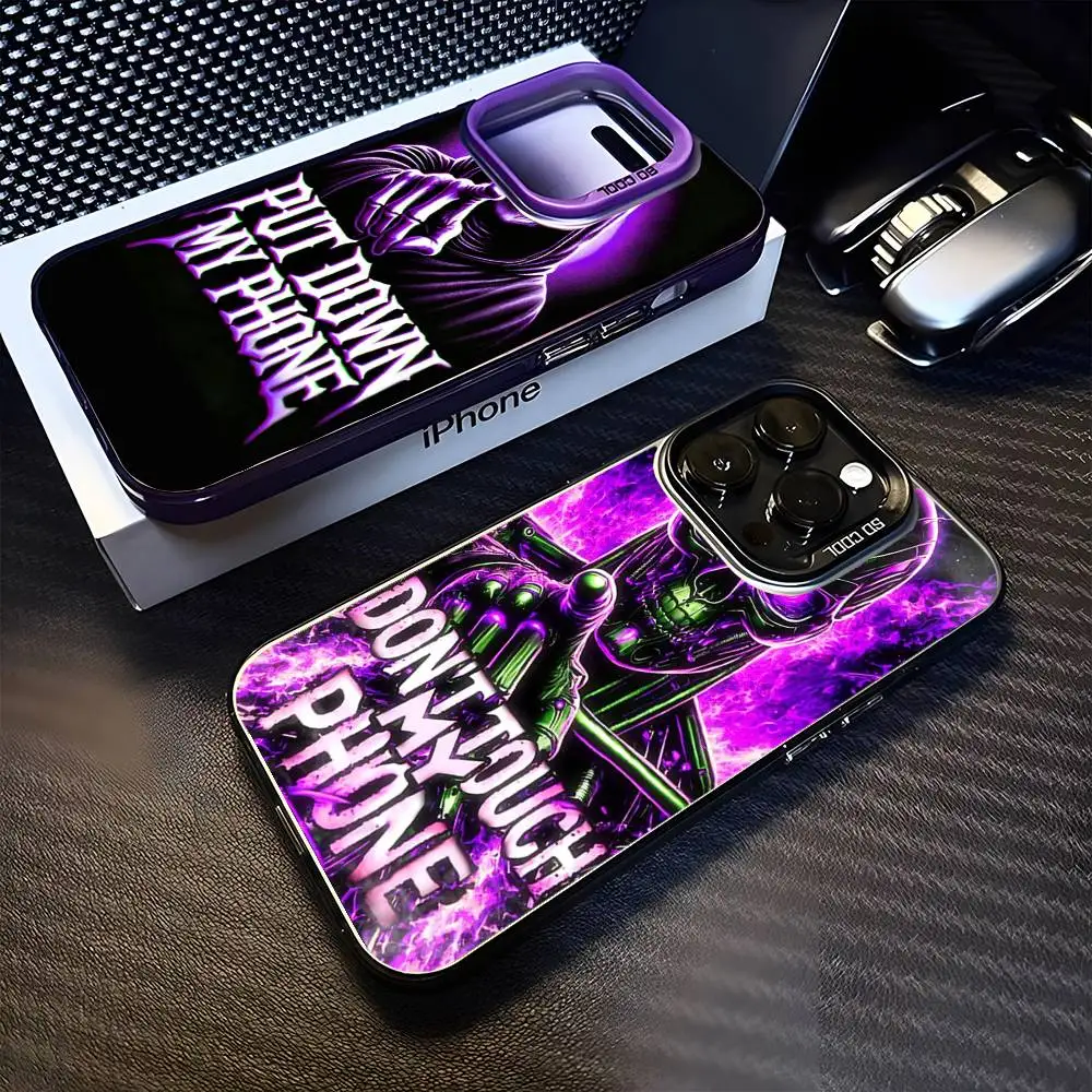 

Don't touch my phone Phone Case For iPhone17,16,15,14,13,12,11 Plus,Pro Max Purple Matte Shockproof Cover