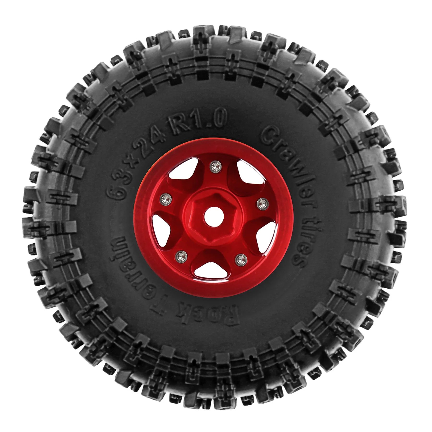 4 pezzi 63mm metallo 1.3 "Beadlock cerchione set di pneumatici in gomma per 1/18 1/24 RC Crawler Axial SCX24 AX24 TRX4M FCX24 parti di aggiornamento