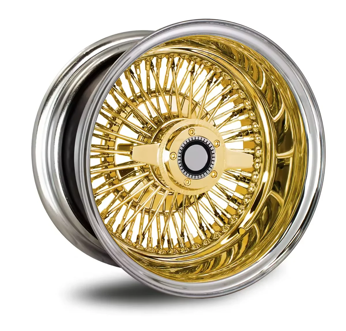 Forged Gold Vintage Wire Wheels 15-22 Inch Intricate Spoke Pattern for Old School Lowrider Classic Car Mods 17x8 18x8 20x8