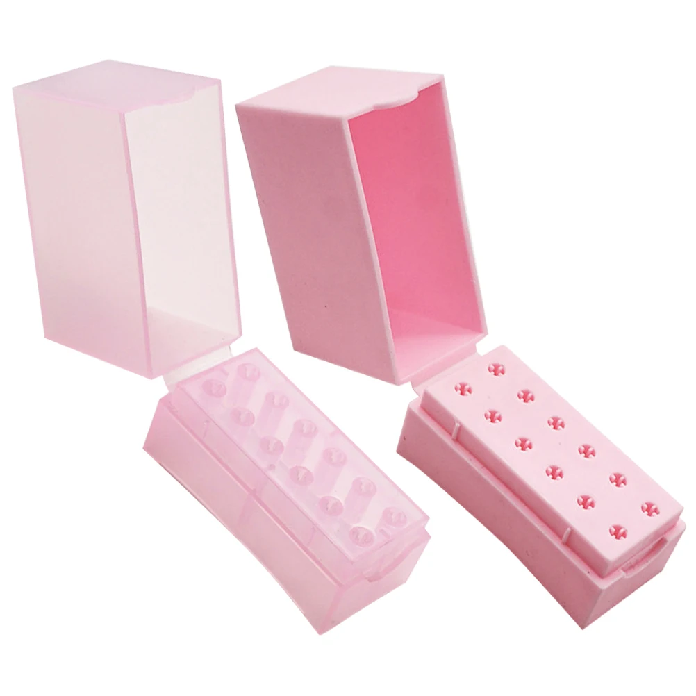 

2pcs Nail Bit Holder Case Durable Storage Box for Drill Bits Manicure Polisher ganizer Portable Practical Nail Art Accessory
