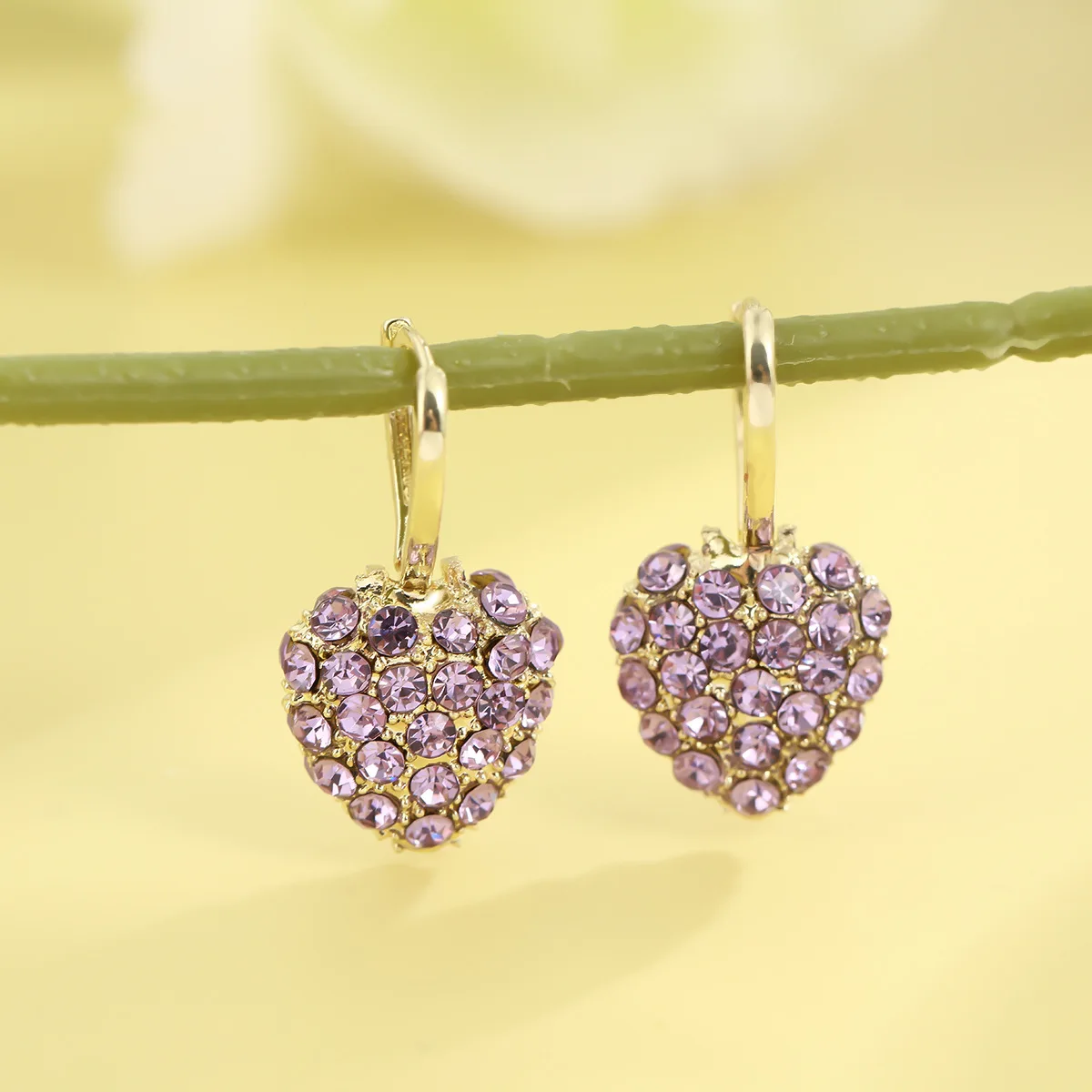 Light luxury full diamond love earrings exaggerated style fashion high sense women's dinner party party ear jewelry
