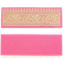 2 Size Lace Flower Wedding Cake Silicone Flower Lace Fondant Mold Mousse Sugar craft Icing Mat Pad Pastry Baking Tool M715