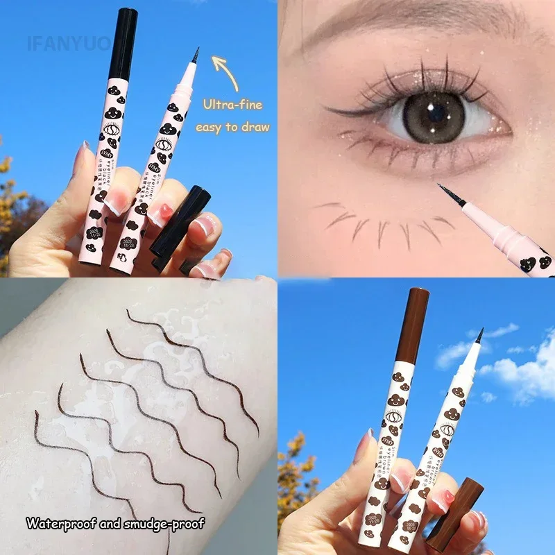 0.01mm Vloeibare Eyeliner Pen Ultradunne Matte Glad Sneldrogende Waterdichte Eyeliner Onderste Wimper Zijderups Potlood Niet Vlekken