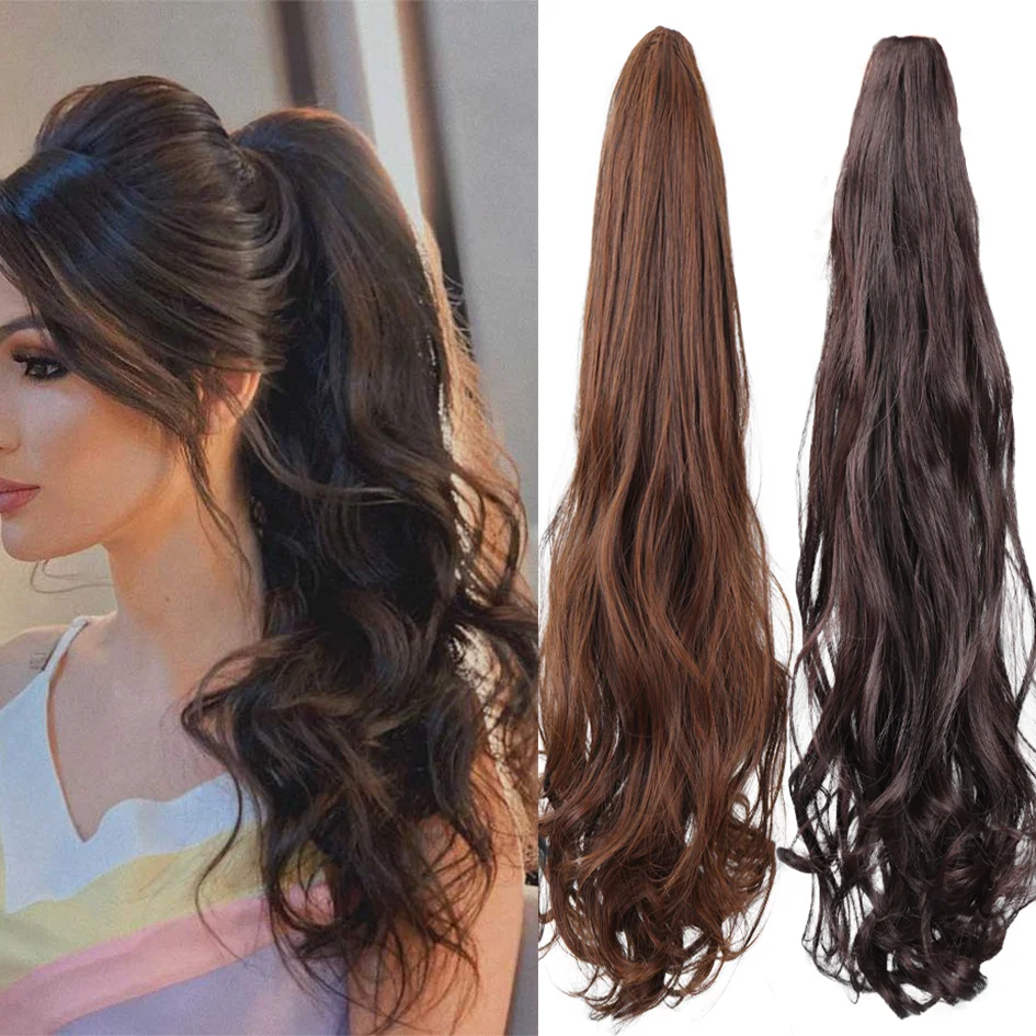 

Synthetic 18inch short curly wavy ponytail extensions Grab Clip Hair extensions Natural look girls hair accessories