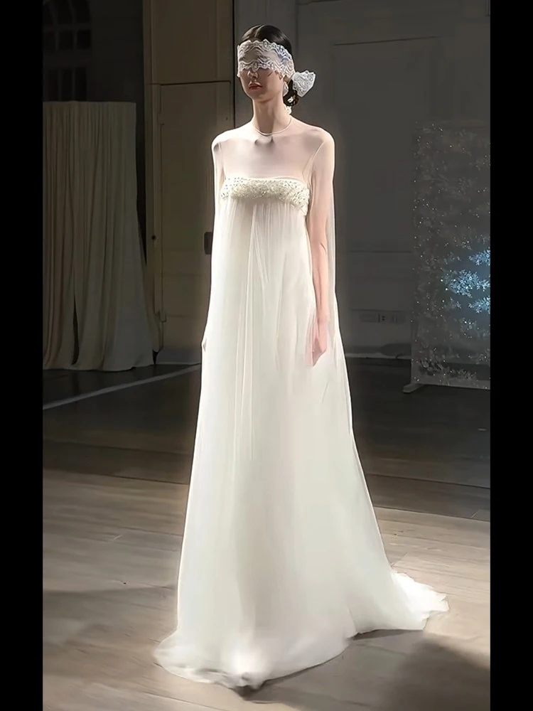 Ele Fairy T Sle Birthday Dr New Year Classic Strapl Tulle Gown with Sa Beaded High Waist A-Line Skirt