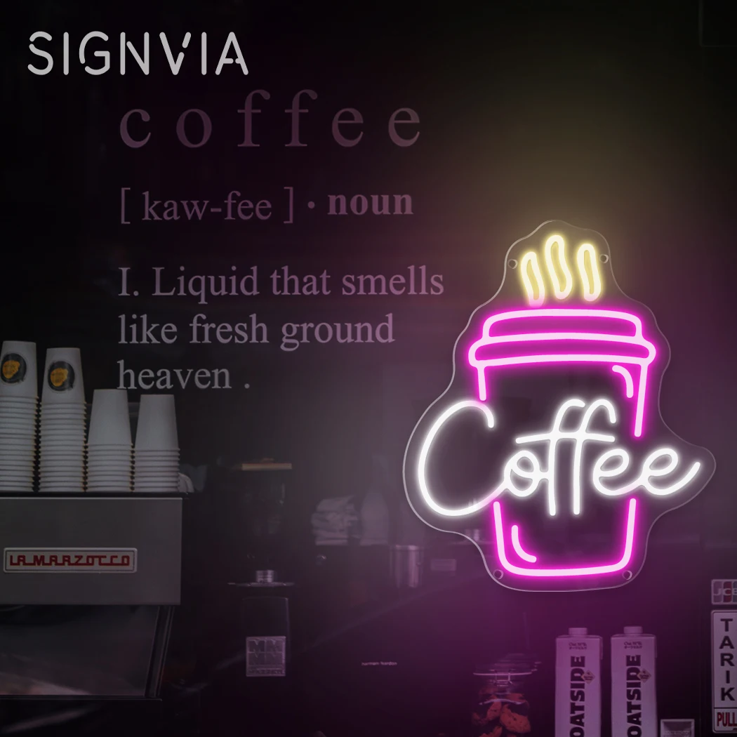 

Coffee neon sign LED signboards for café restaurant studio beverage shop advertising for business cafeteria wall decor light