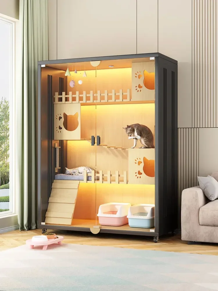 

Villa Solid Wood Cage Household House House Large Free Space House Luxury Nest Cat Cabinet