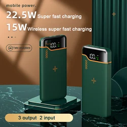 Qi Wireless Charger Power Bank 20000mAh 22.5W Fast Charging Battery Powerbank for iPhone 15 Xiaomi Samsung External Battery Pack
