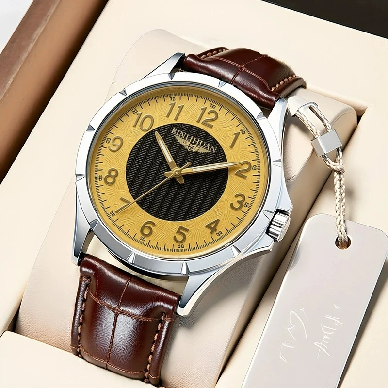 New Fashion Luxury Man Business Higt Quality Leather Watch Men Quartz Watches Students Sports Wristwatches Gifts Top Male Clock