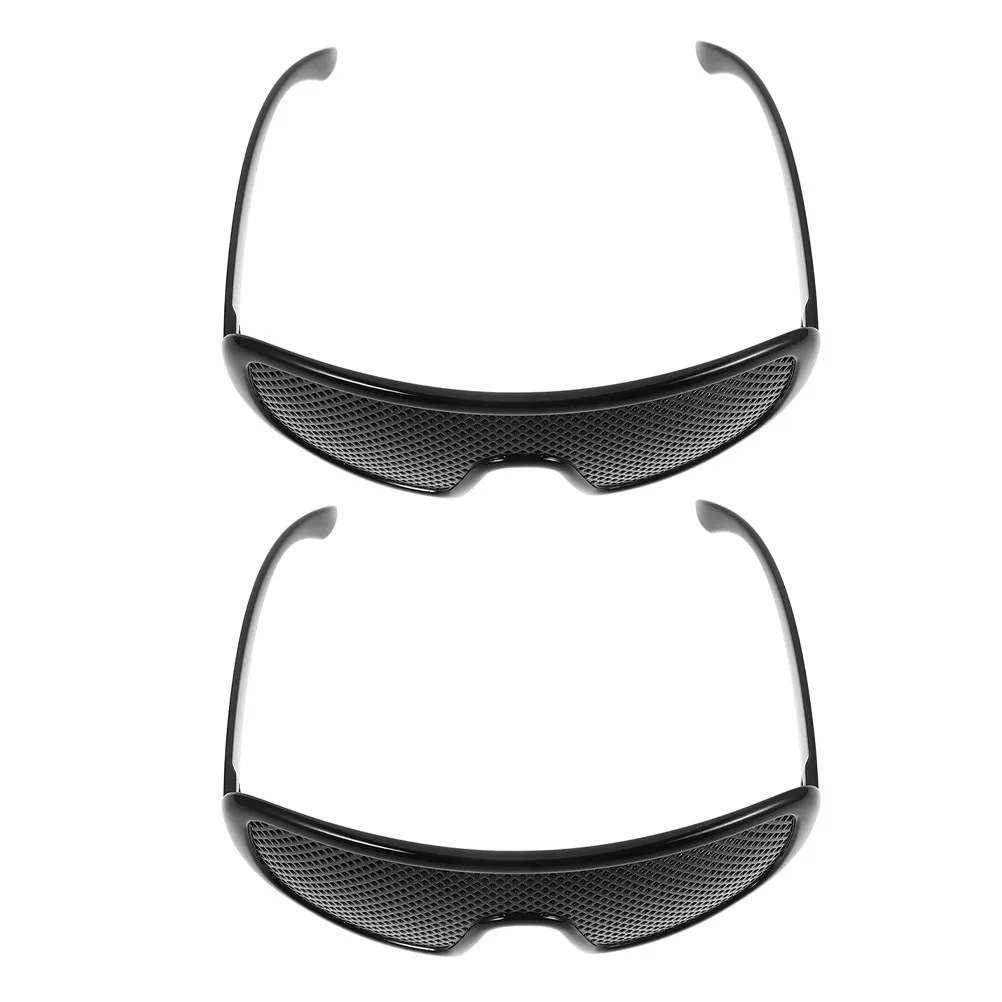 2Pcs Multiple Hole Sunglasses Black Frame Lightweight Glasses for Improvement Nearsighted Eyewear Daily Use
