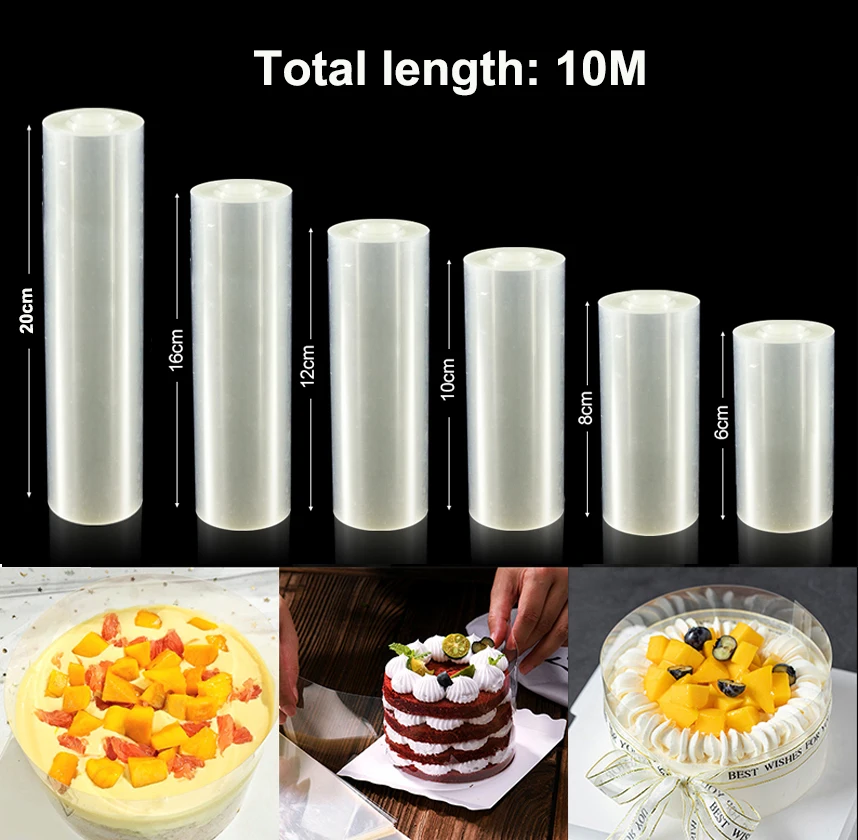 Rotoli Di Acetato Per Torte 3 Pezzi - 8/12/15 Cm X 10 M - Film Trasparente Per Pasticceria, Mousse E Dessert