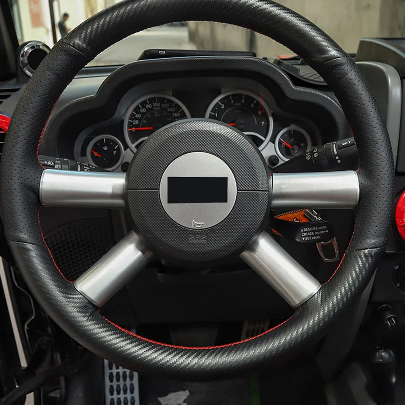 Interior do carro Volante Capa Guarnição, Adesivo Decoração, Acessórios para 2007-2010 Jeep Wrangler JK JKU, Prata