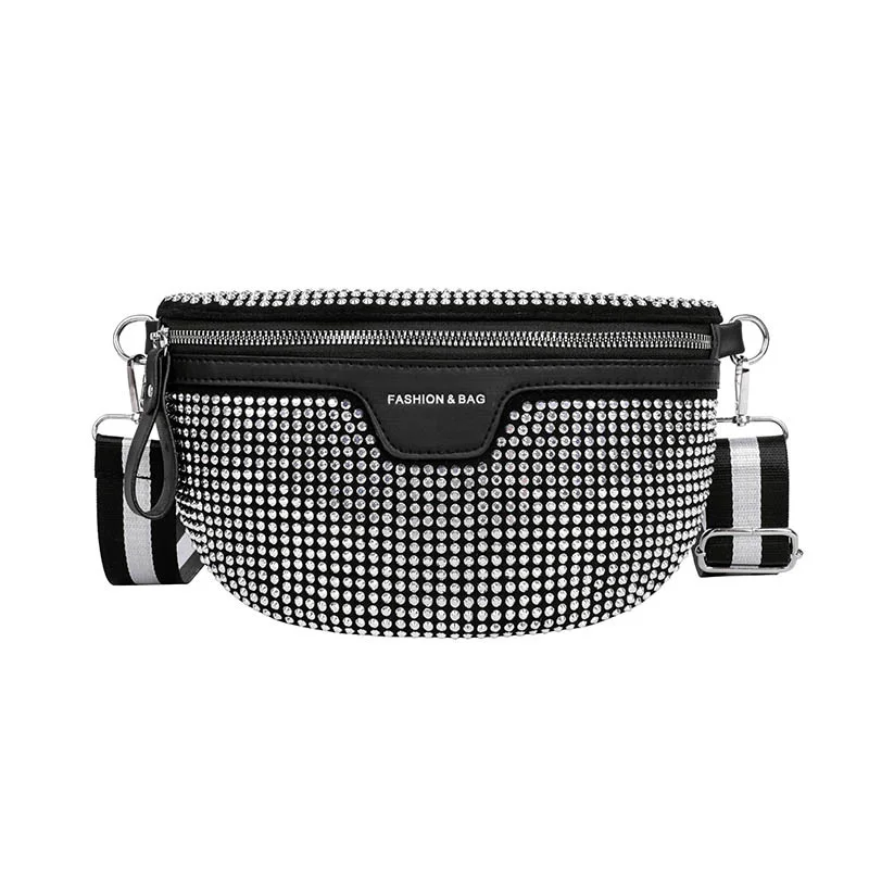 Luxury Rhinestones Waist Bag For Women Waist Belt Bags Fashion Shoulder Crossbody Chest Bags Female Fanny Pack Brand Waist Packs