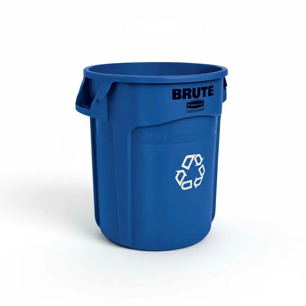 

Heavy-Duty 20-Gallon Round Trash Can Blue Outdoor Waste Container for Landscapers Construction Restaurants