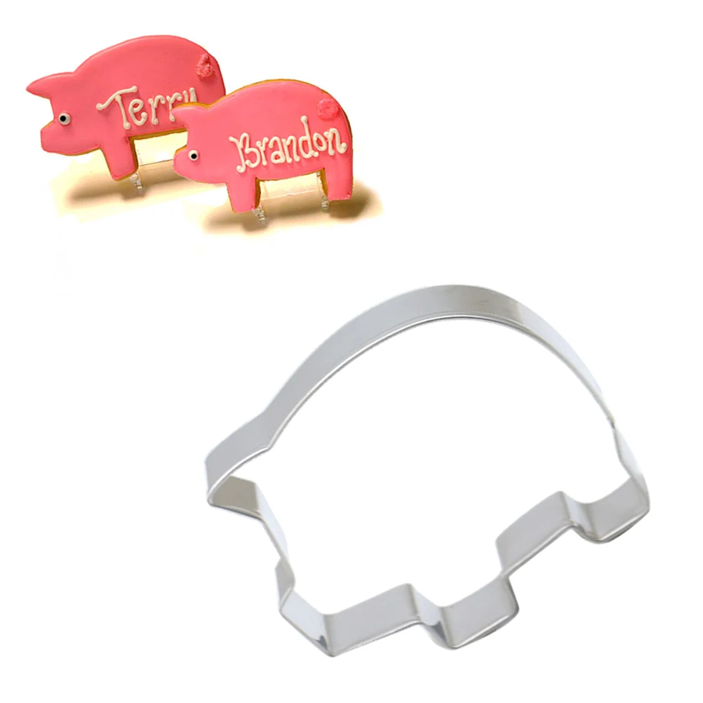 

5 PCS Cookie Molds Cutters Pig Shape Cake Baking Biscuit Stainless Steel Fruit Silver