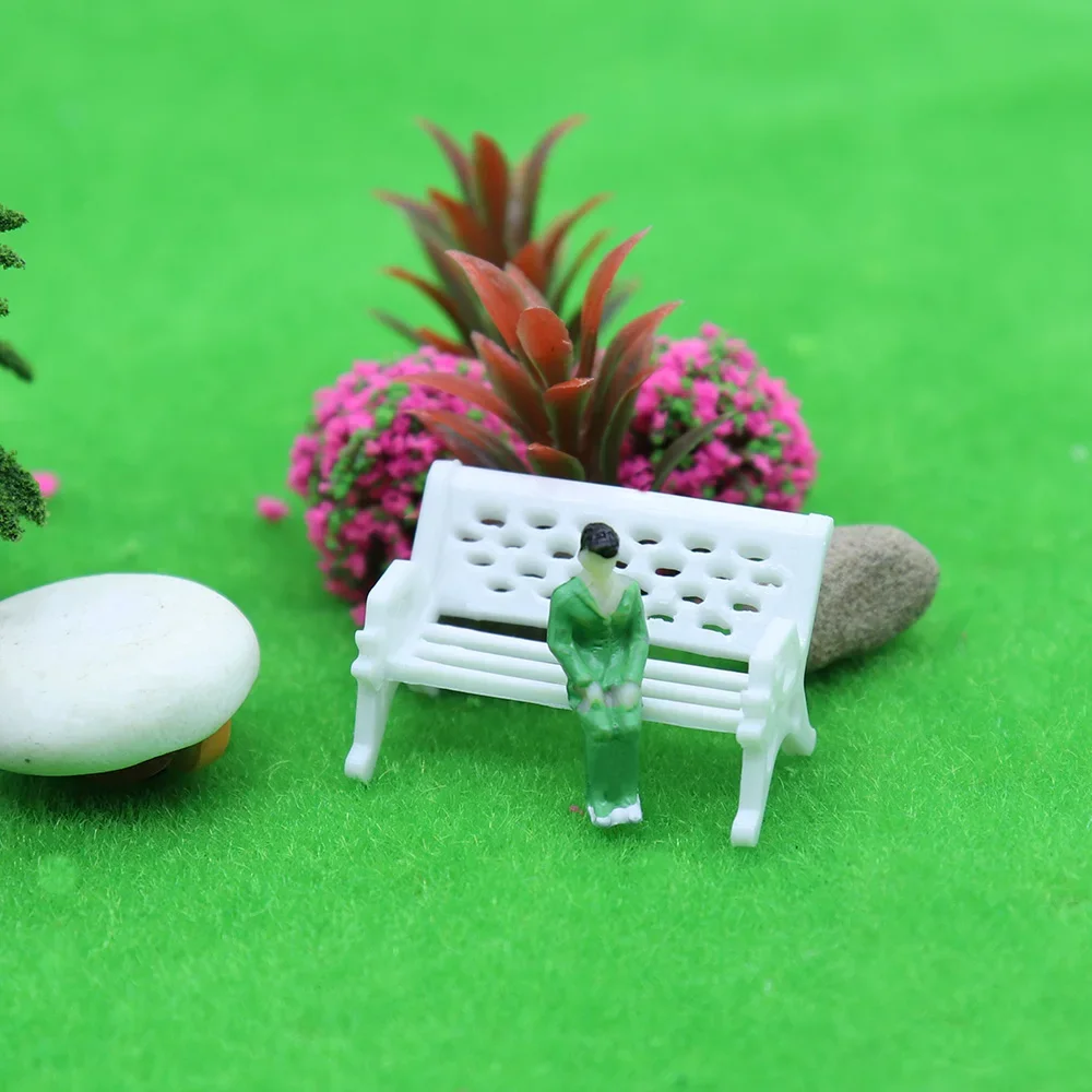 5 pçs cadeiras de jardim em miniatura modelo abs plástico parque banco brinquedos arquitetura construção paisagem diy fazendo para diorama