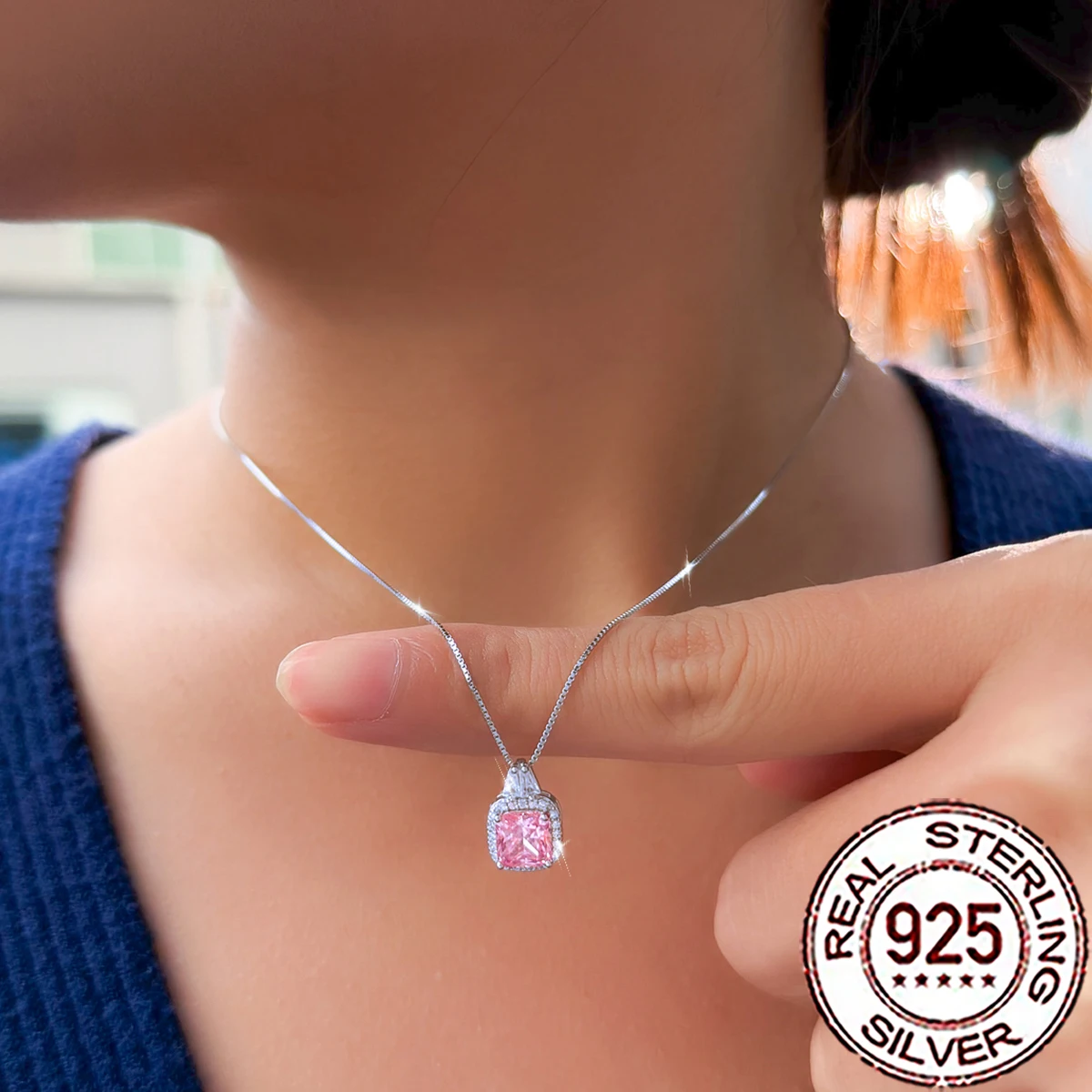 

QooLady, модное ожерелье из стерлингового серебра 925 пробы с розовыми кристаллами CZ, милое ожерелье в форме большого кролика для женщин, ювелирные изделия для свадебной вечеринки SD078