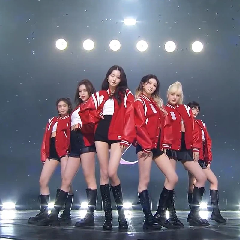 K-pop New Clothes Women Concert Single-breasted Red Jackets Coat Outfits Stage Costume Rave Wear Black Slim Shorts Dancer Outfit