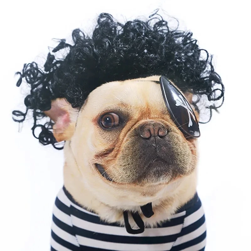 Pet Wigs Cosplay Funny Props Cat Dog Halloween Christmas Cross-Dressing Wig Role Playing Hair Costumes Prank Pet Supplies