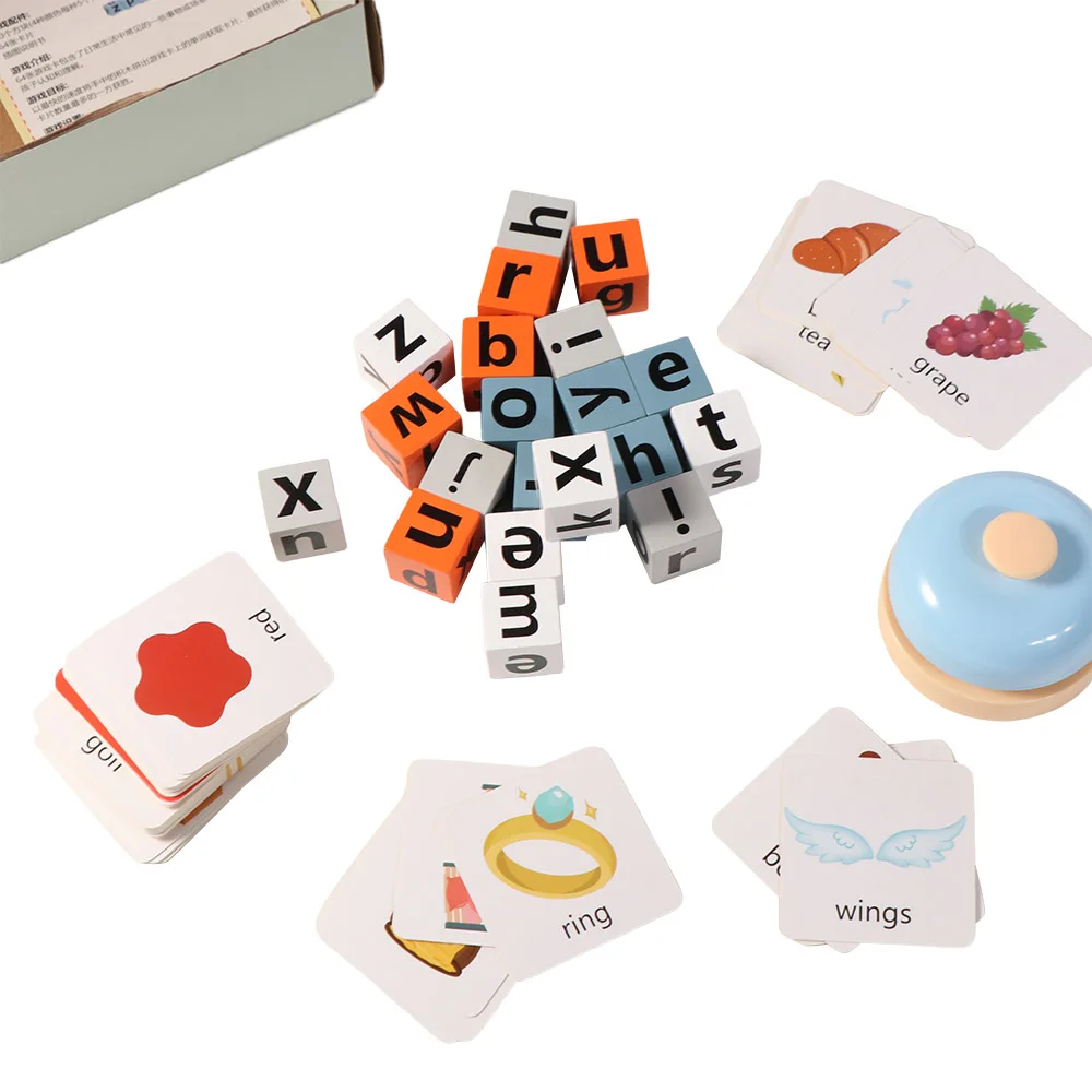 Flash Cards Alphabet Spelling Game Word Spelling Game Wooden Letter Spelling Block Literacy Flashcards Interactive