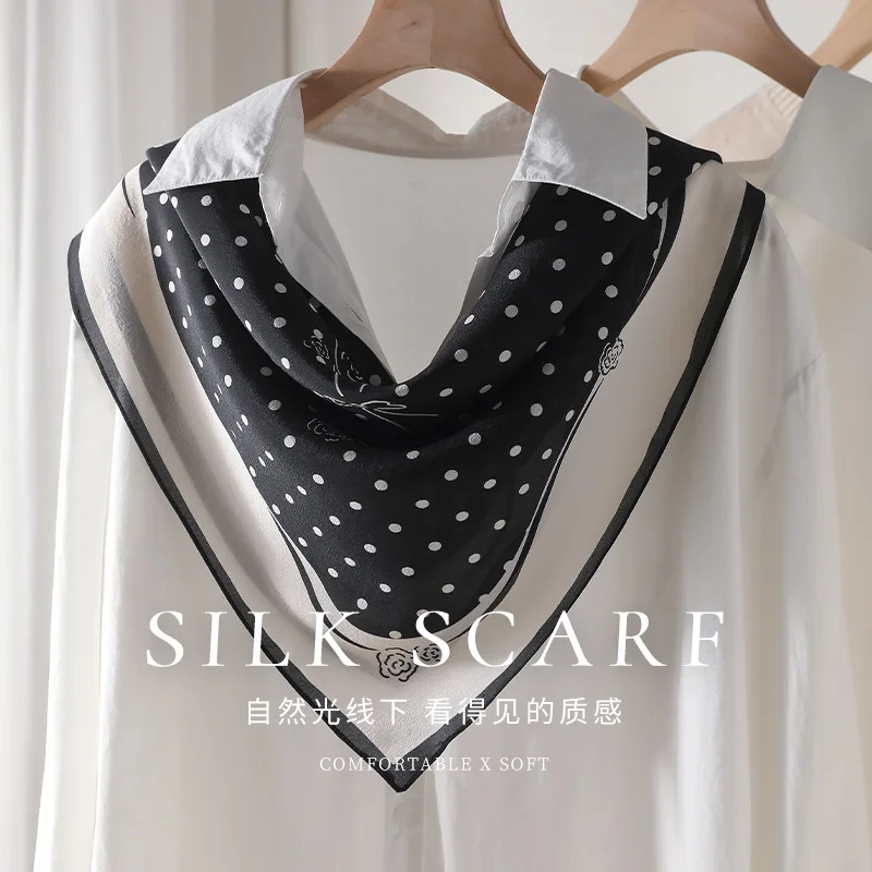 100% Silk Scarf for Women High Quality Square Fashion Print Hair Neckerchief Lady Shawl Wraps Hijab Bandana foulard Scarves