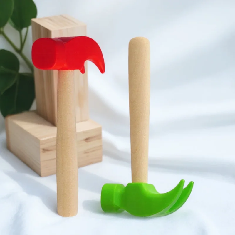 子供用小型ハンマー2個 頑丈な木材とPP構造 軽量設計 手と目の協調を促す叩き遊び用