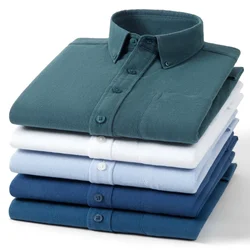 Hight qulity 100%cotton oxford brushed long sleeve shirts for men slim fit formal shirt solid white clothes soft office tops