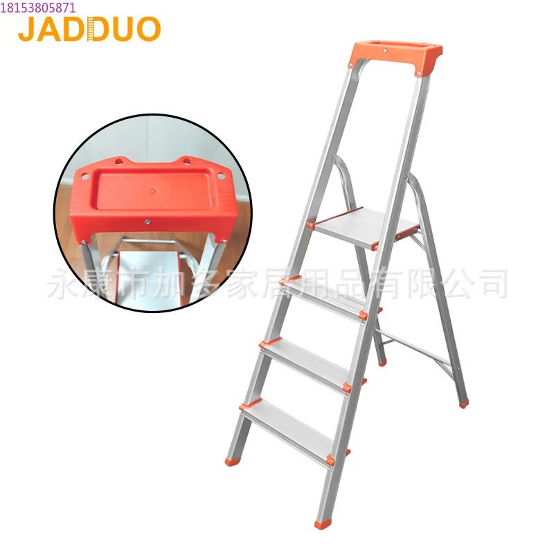 

Aluminum alloy household ladder with red tool plate 150 kg herringbone ladder