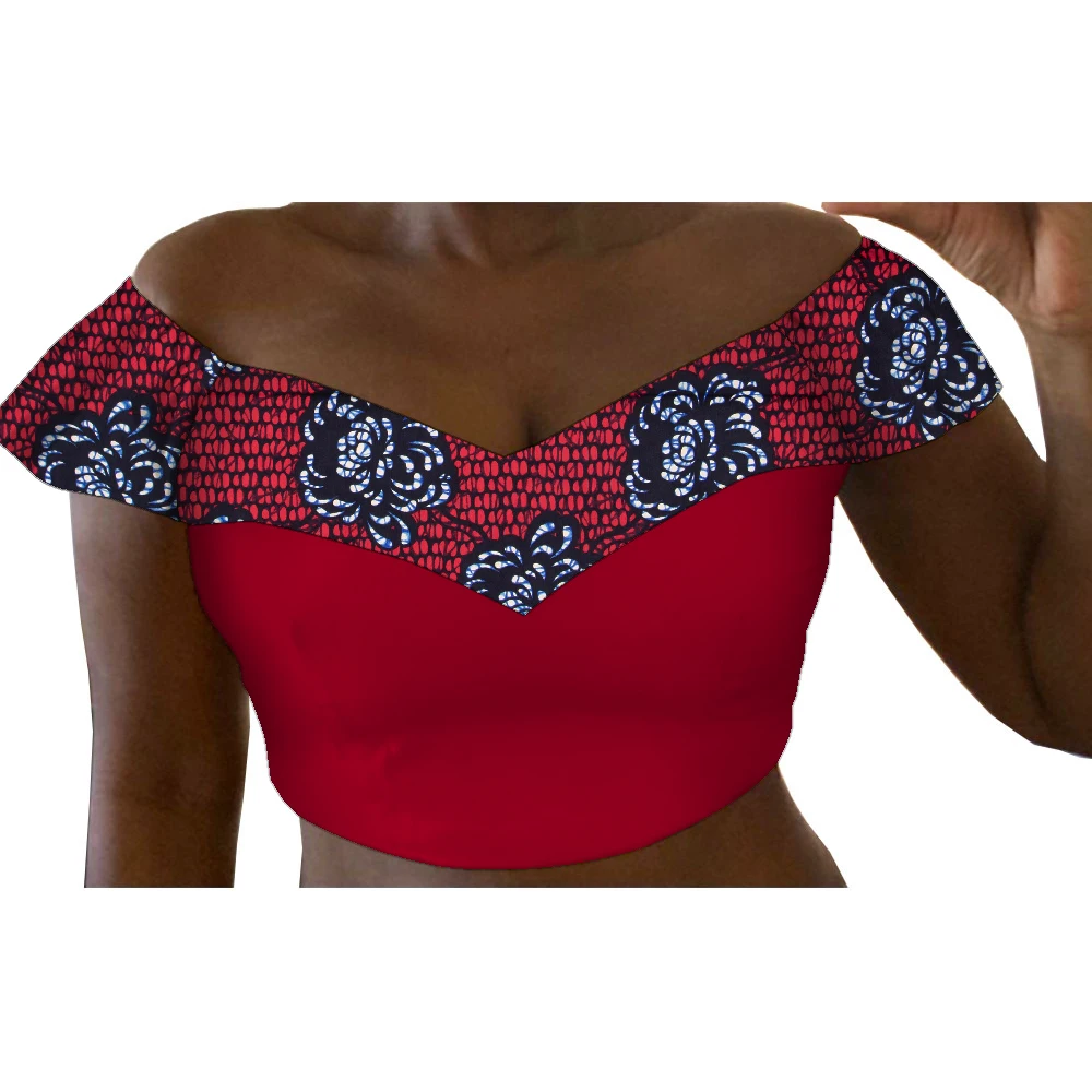 Top corto con estampado africano para mujer, Top de tubo con cuello en V, Dashiki con estampado Floral Ankara, ropa Sexy de Hip Hop, WY9363